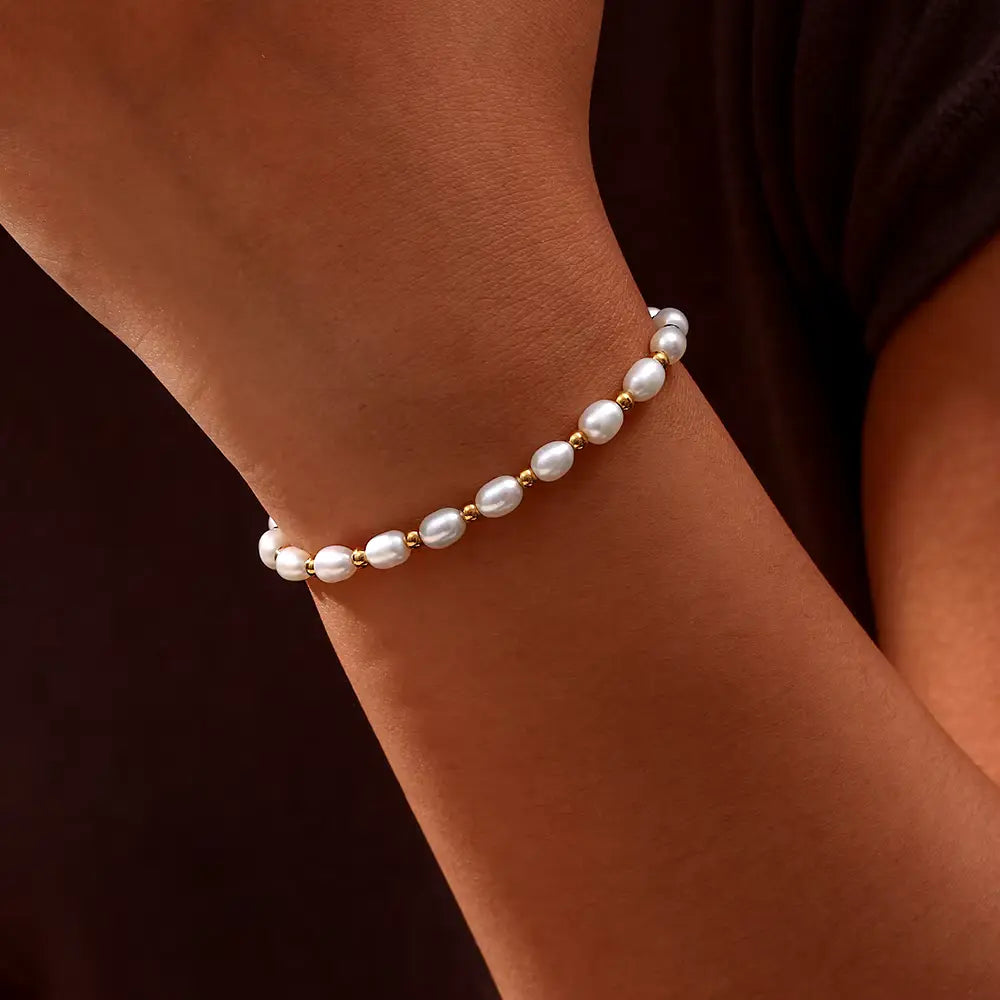Vintage Perle Armbånd Naturleg