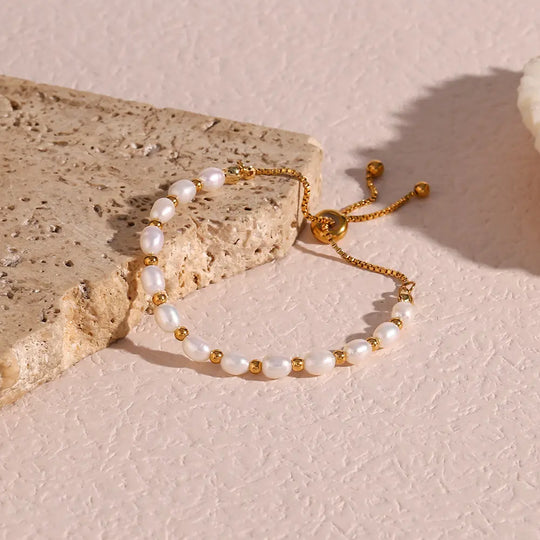 Vintage Perle Armbånd Naturleg