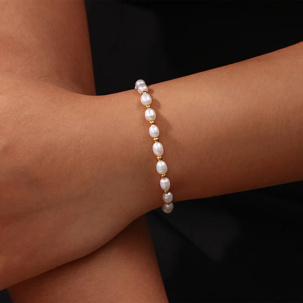 Vintage Perle Armbånd Naturleg