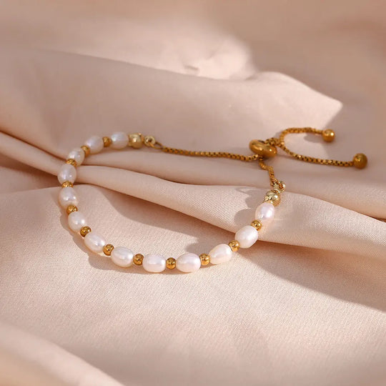 Vintage Perle Armbånd Naturleg
