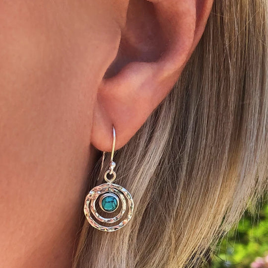 Emma - Boho-Øreøreringer Saturn matt Turquoise-Steinn