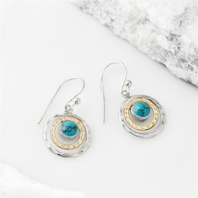 Emma - Boho-Øreøreringer Saturn matt Turquoise-Steinn
