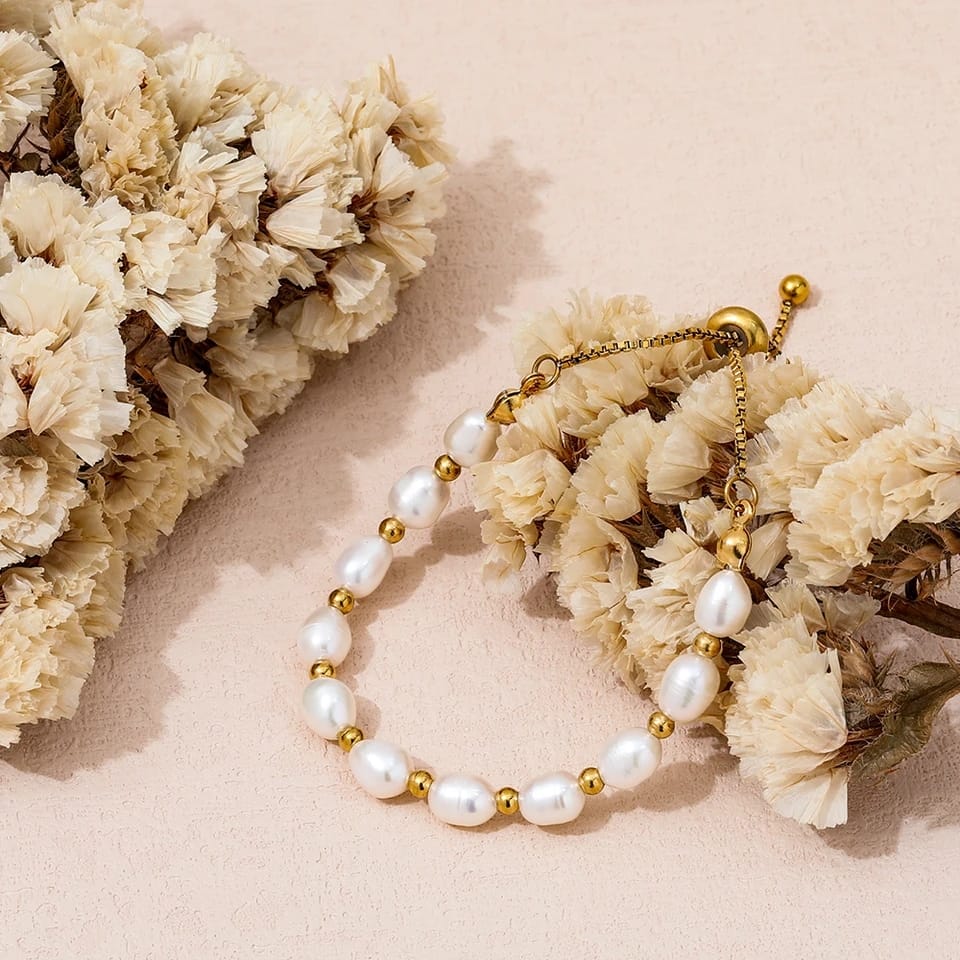 Vintage Perle Armbånd Naturleg